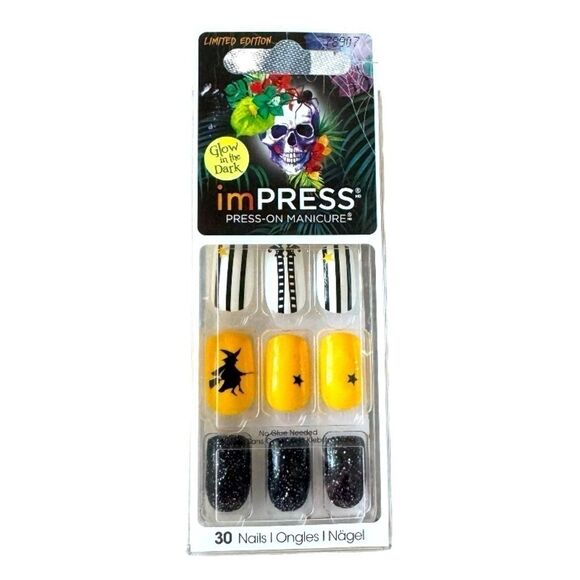 ImPress Press-On Medium Length Halloween Nails (Witch Design) NEW - Picture 1 of 5